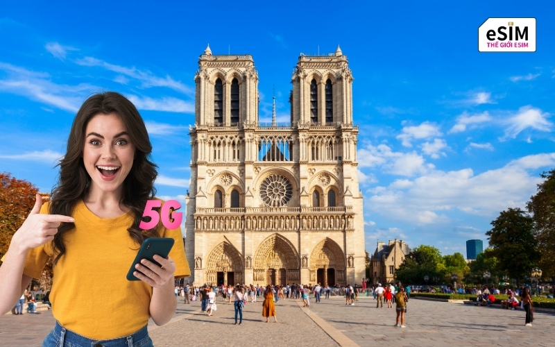 eSIM EU49 Pháp giúp bạn có mạng nhanh ổn định khi đi khắp Châu Âu.